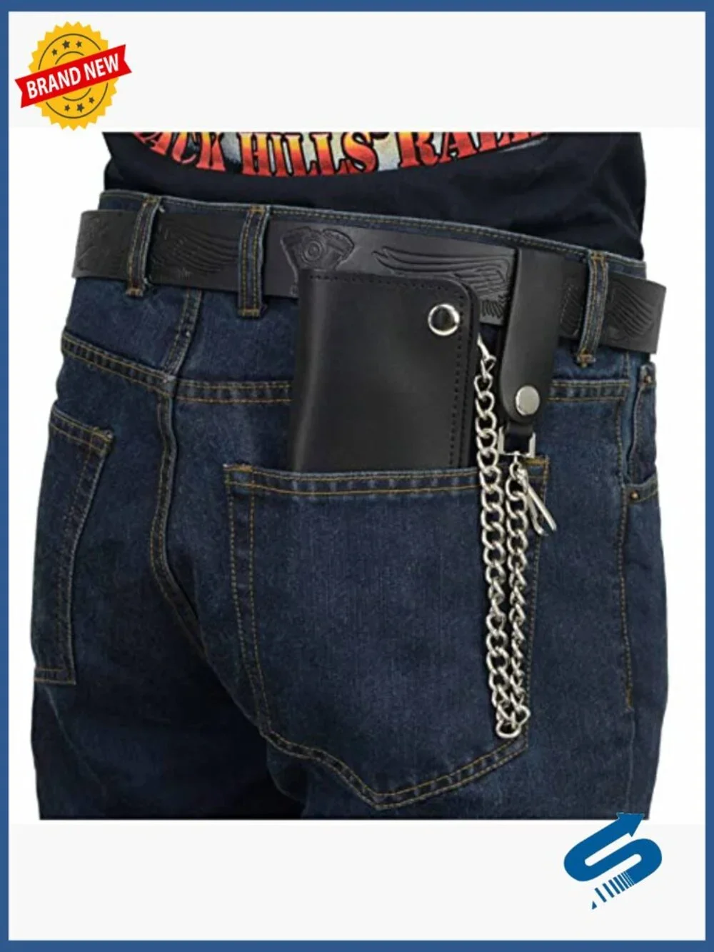 Bi-Fold Anti-Theft Leather Wallet with Removable Chain 14